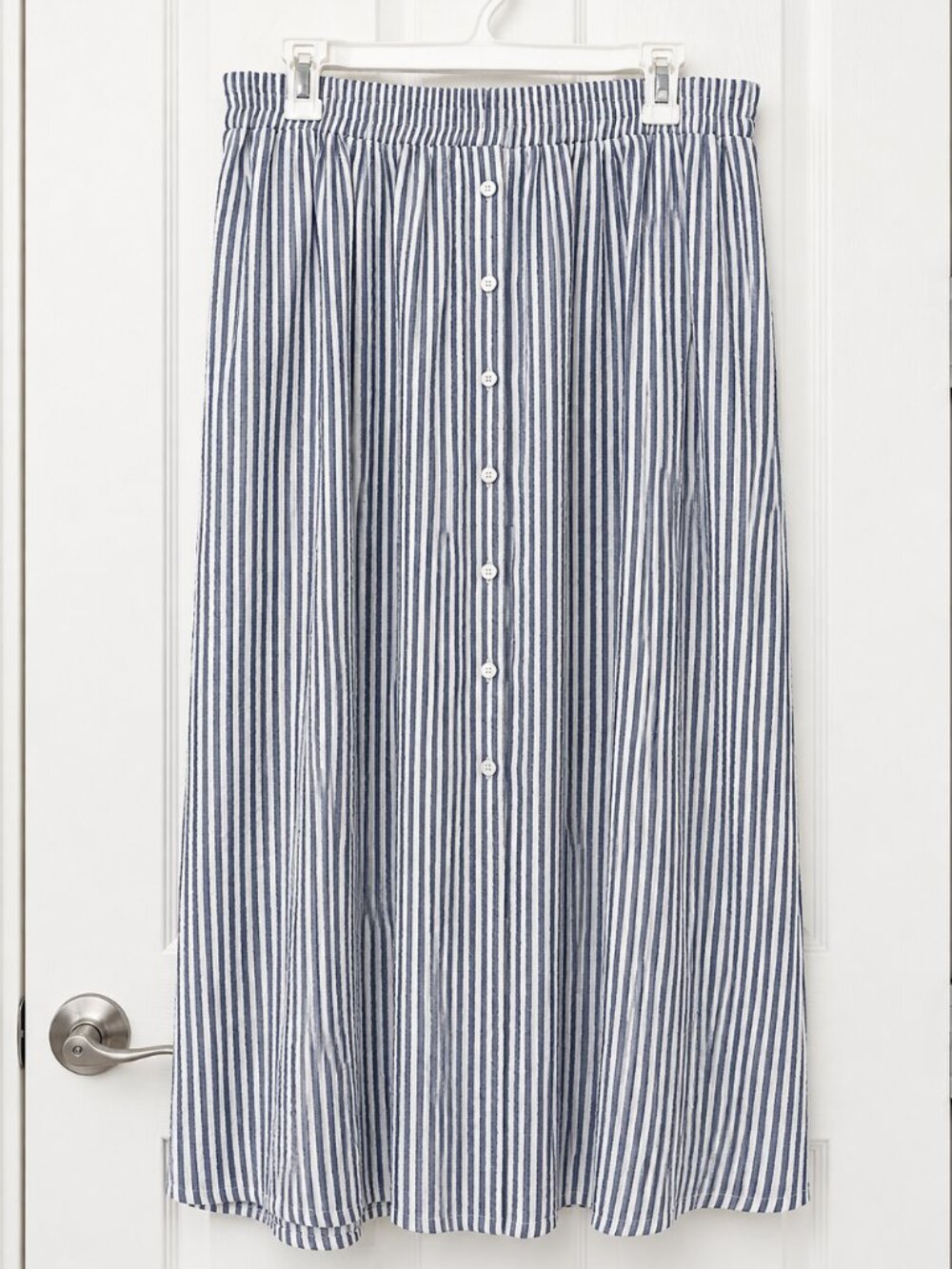 NWT Jane + Delancey Women’s 2X Blue White Striped Midi Skirt Romantic Coastal